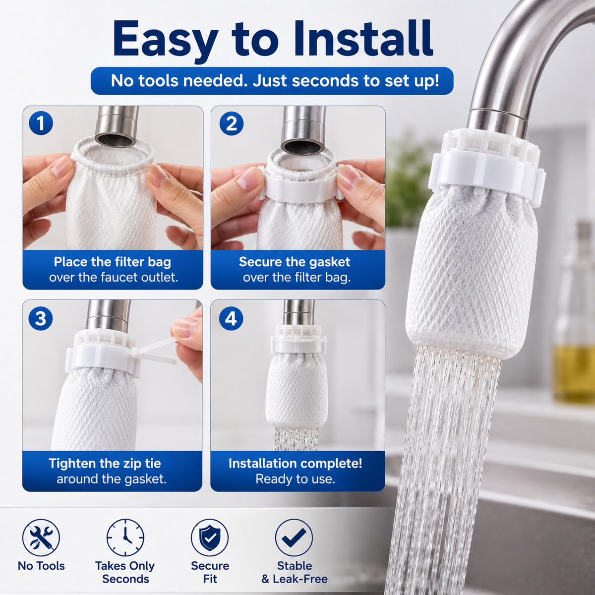 haromora® Faucet Filter with Zip Tie