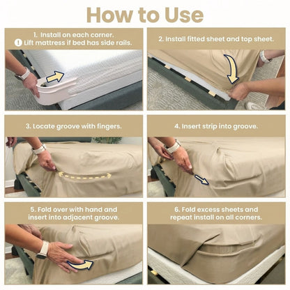 Haromora® Fitted Bed Sheet Holders Firm Sheet Grip with Invisible Strips