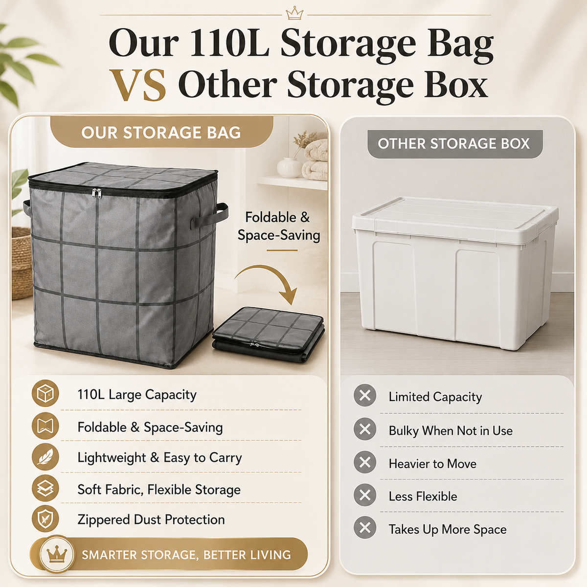 Haromora® XXL Foldable Easy Move Storage Bag with Handles